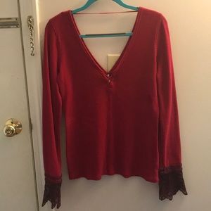 Long sleeve, low back red Free People shirt!